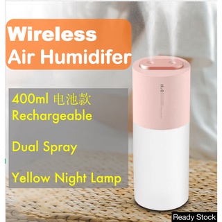 Dual Spray Rechargeable Wireless USB Ultrasonic Air Humidifier Night Lamp Portable Spray Misting Aroma Diffuser Big Capacity 400ml 1000ml Safe Intelligent power off