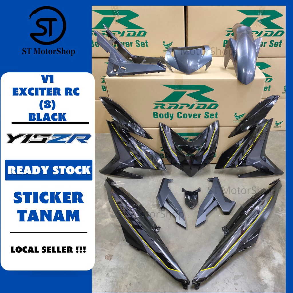 YAMAHA Y15 Y15ZR V1/V2 EXCITER RC (8) BLACK COVER SET (STICKER TANAM
