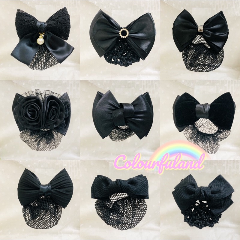 READY STOCK GOOD QUALITY Ribbon Spring Clip with Net/ Hair Bun Clip/ School  Students Use/ Office Formal Hair Accessories | Shopee Malaysia