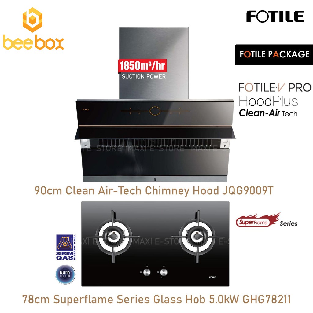 Fotile JQG9009T Chimney Hood 1850m3/h + Fotile GHG78211 ...