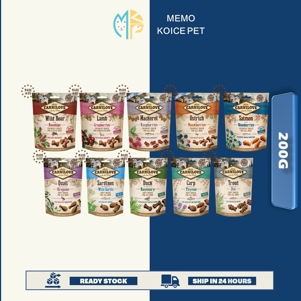 Carnilove Crunchy & Soft Dog Snack 200G (Dog Treats , Salmon, Lamb, Trout, Duck, Mackerel