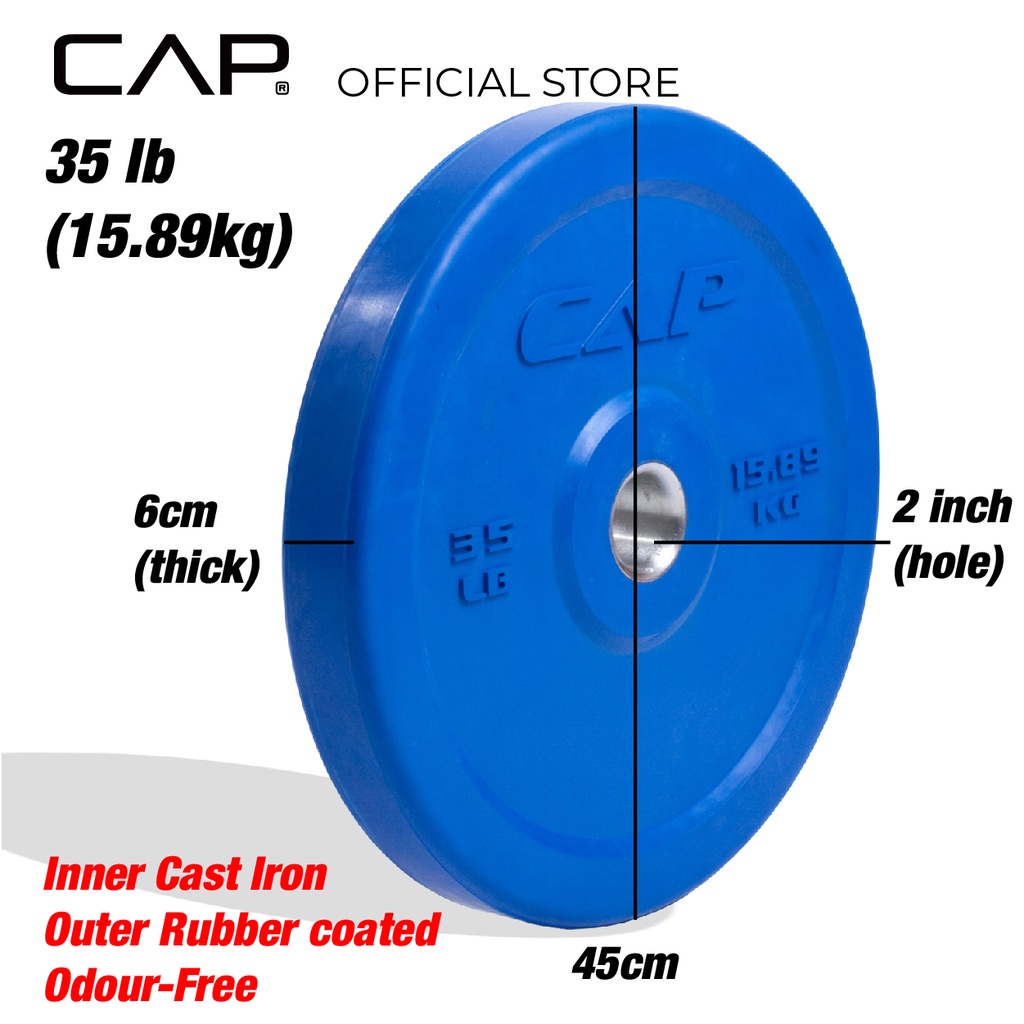 CAP Barbell (1 Pc x 35 lbs/15.8kg) Premium Olympic Barbell Bumper