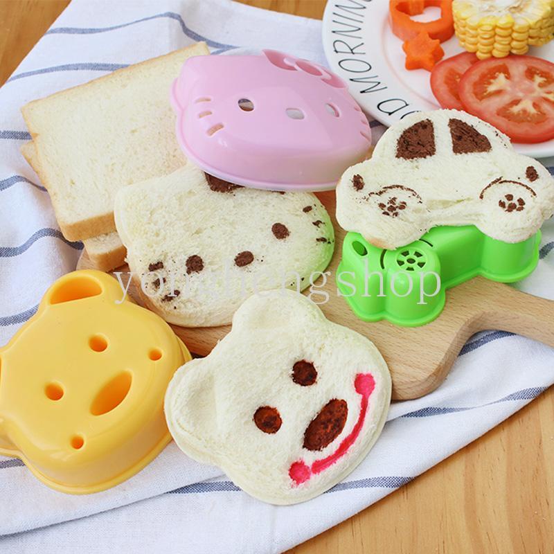 Cute Cartoon Bear Rabbit Shaped Sandwich Mold Toast Cutter Bread Biscuit Embosser DIY Breakfast Bento Mould for Kids Baking Tool