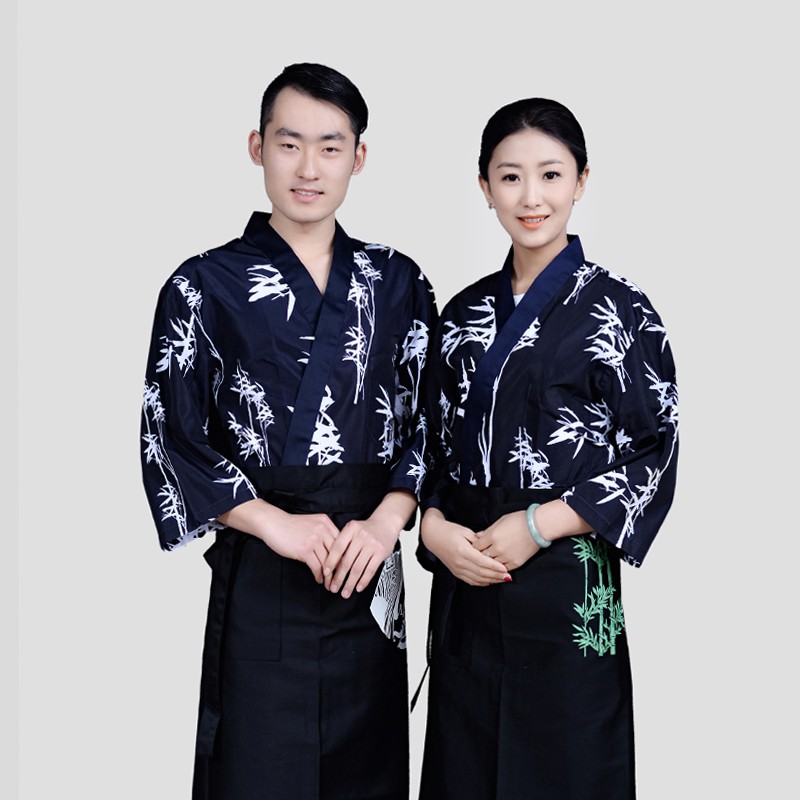 white bamboo chef coat jacket sushi restaurant japanese cook uniform men women 