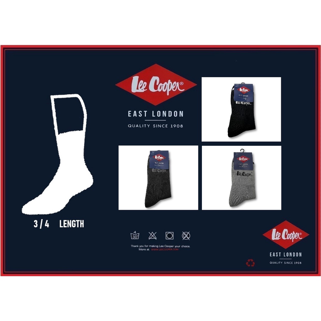 LEE COOPER. Original Men's Eco-Friendly Pure Cotton Breathable 3/4 Length Calf Socks. LM3218/LM3219