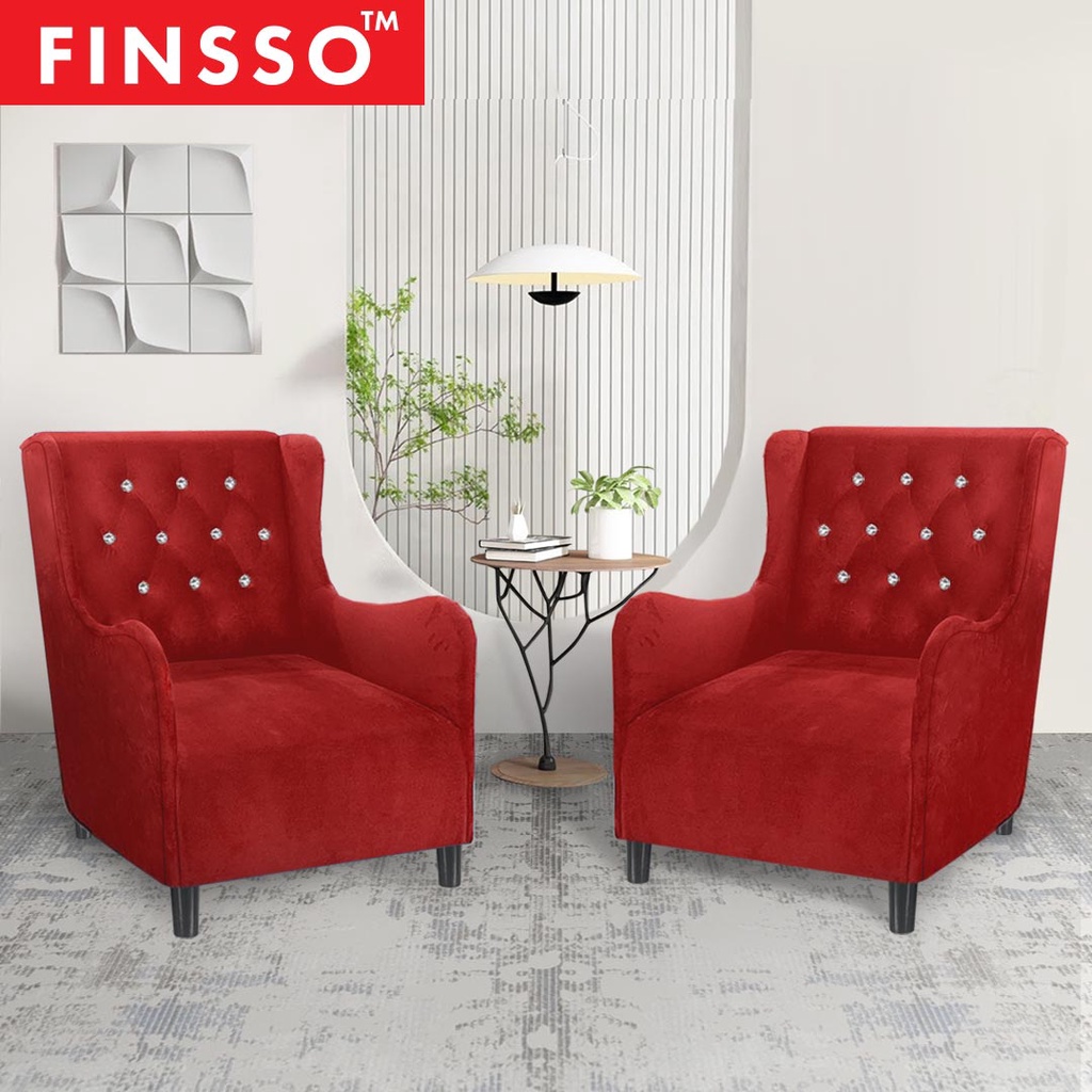 FREE SHIPPING !!! Walternon Sofa Velvet Fabric High Back Wing Chair KLANG VALLEY ONLY