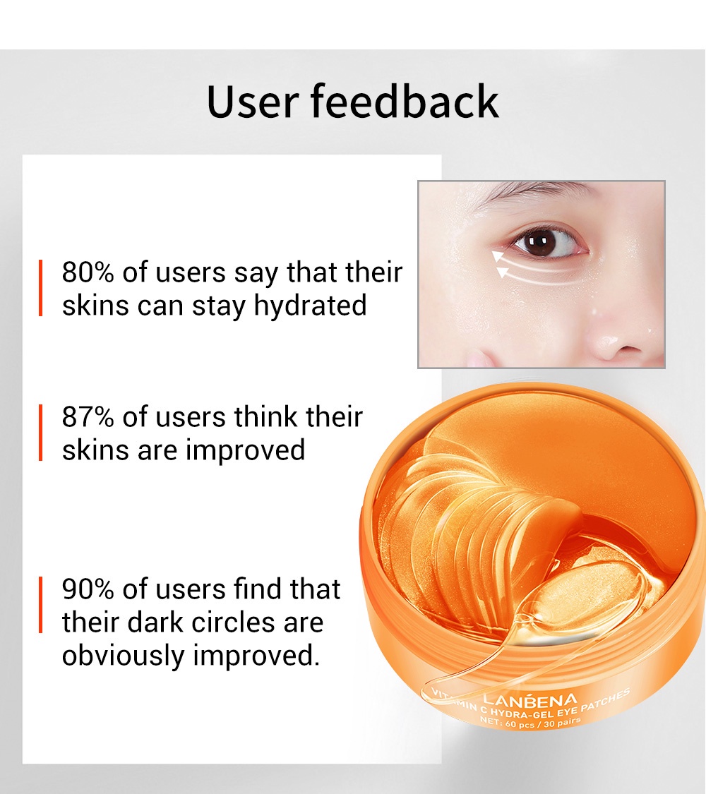 LANBENA Collagen Vitamin C Gel Eye Mask Patch Lighten Eye Skin VC Remover Dark Circle Eye Bag