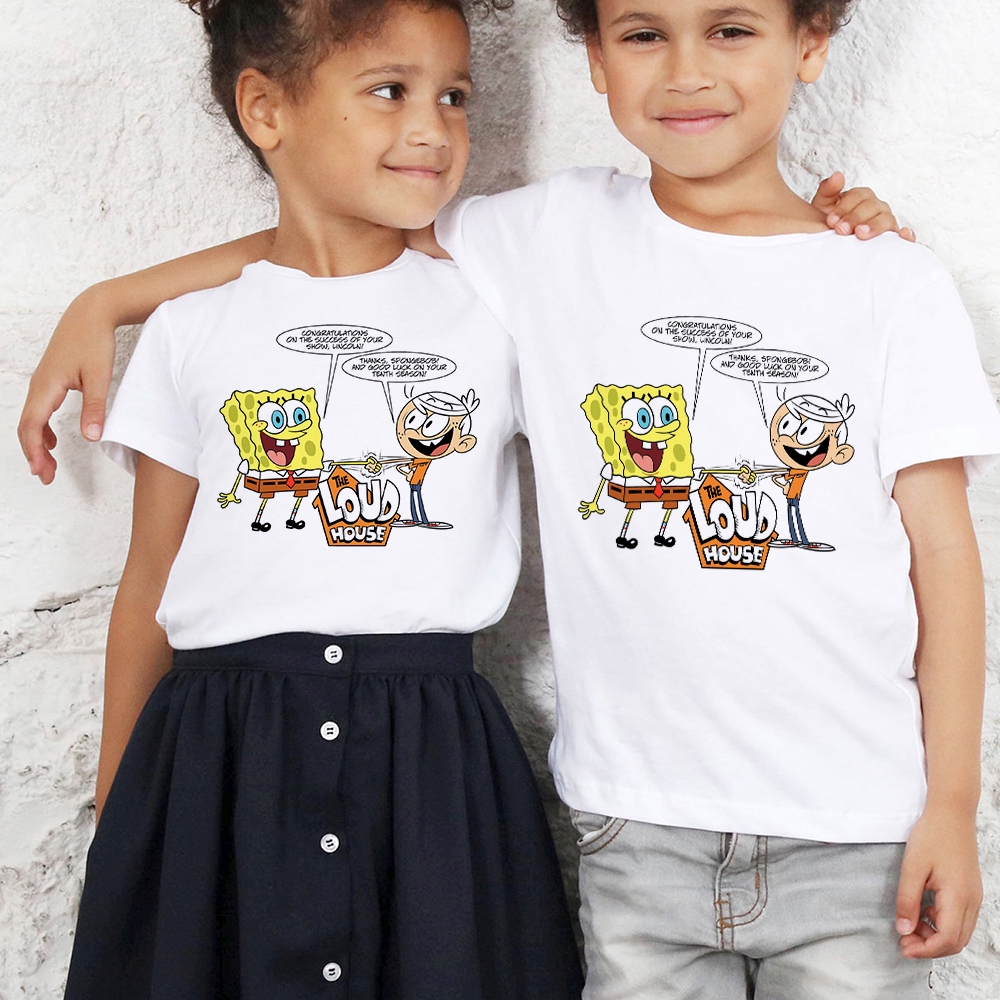 Spongebob And The Loud House Kids T Shirt Boys Girls Sponge Bob T - spongebob squarepants spongebob t shirt roblox