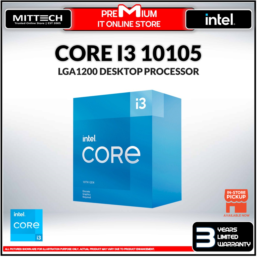 Intel Core i3 10105F 6M Cache, up to 4.40 GHz Processor | LGA1200 | Discrete Graphics Required