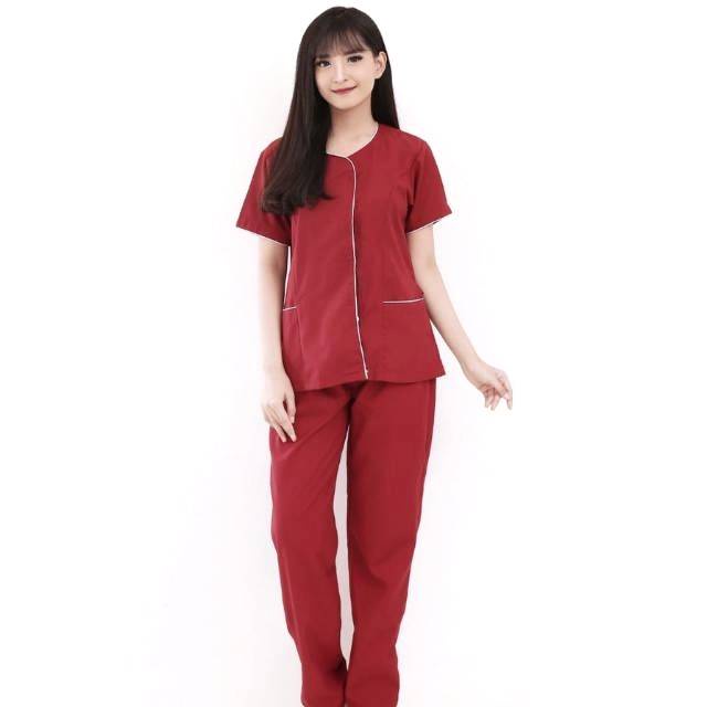 Zoe Maroon Nurse Uniforms / Baby Sitter Uniforms XL Shopee Malaysia