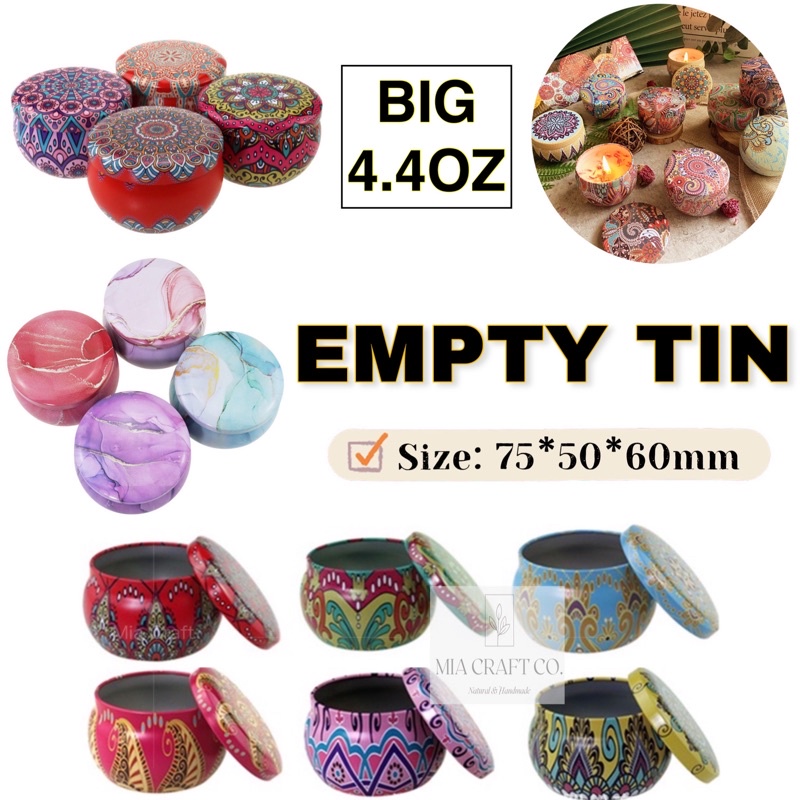 Round Tin 4.4OZ Big Empty Tin 1Pcs Scented Candle Gift Tin Jewelry Coin Storage Container Case DIY Candle Making