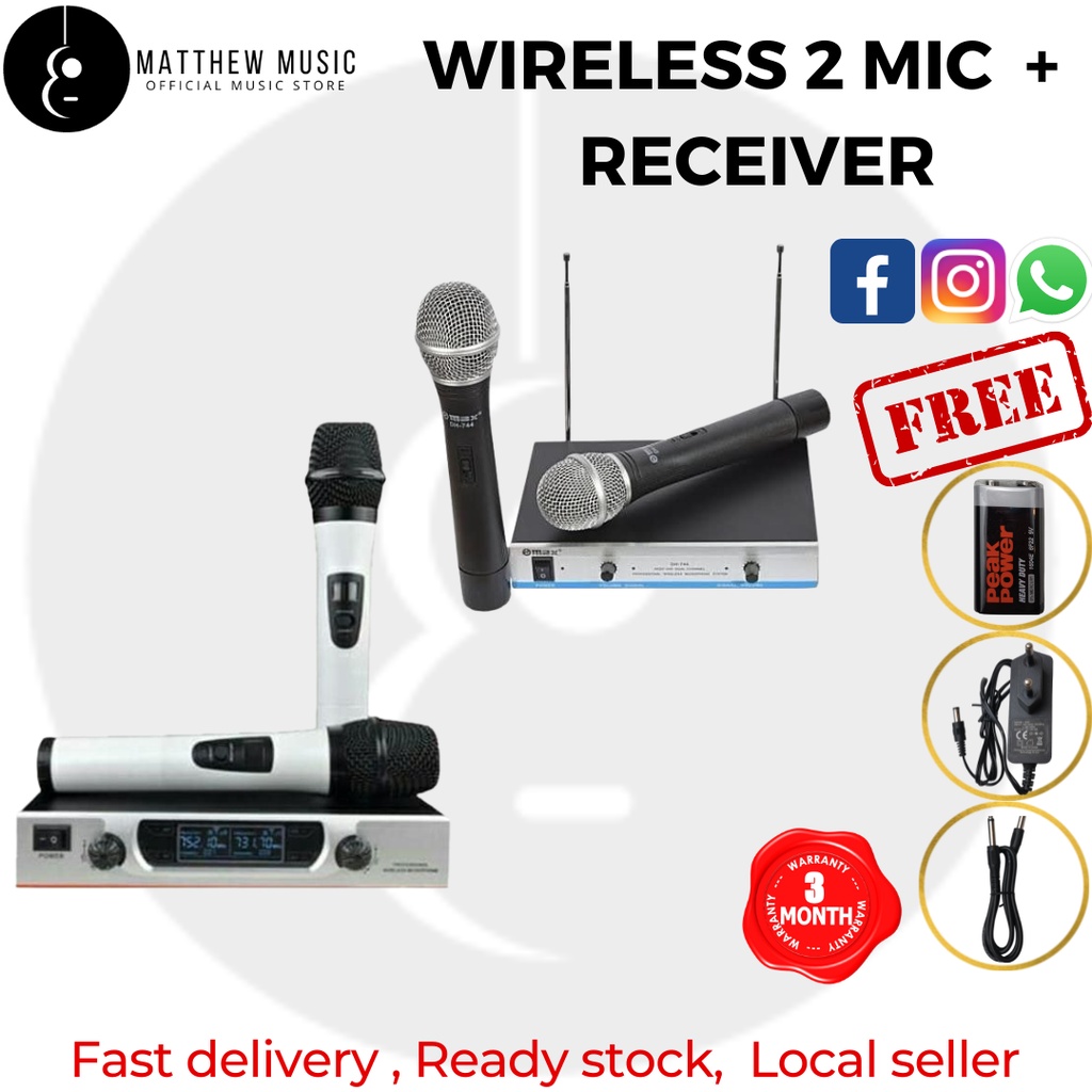 WIRELESS MICROPHONE SET WITH RECEIVER ANTENNA KV-744 & DH-766