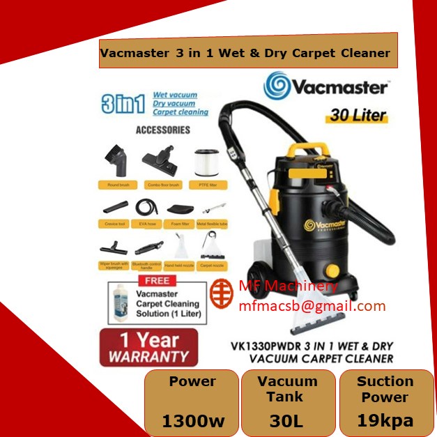 Mf VACMASTER 3in1 Industrial Carpet Cleaner 30L VK1330PWDR Low Noise
