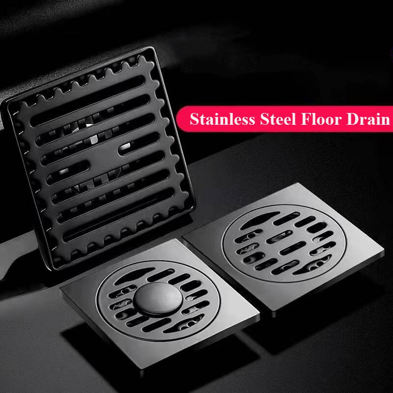 Bathroom Floor Drain Matte Black Washing Machine Floor Drain Deodorant 