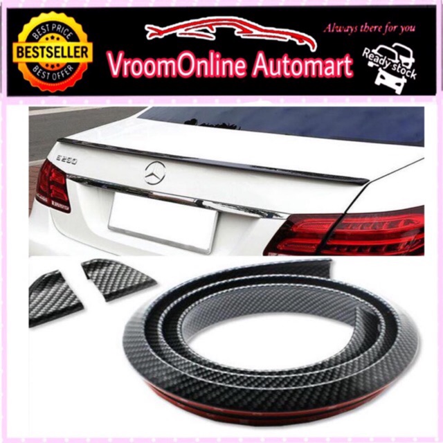 Samurai Rear Spoiler Carbon Print Car Rubber Strip (With 2 Edge Clip) Shopee Malaysia