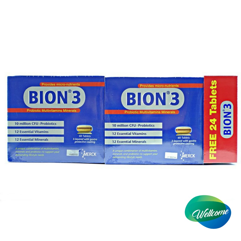 Bion 3 Probiotic Multivitamins Minerals 2 X 60 S Free 24 Tablets Shopee Malaysia