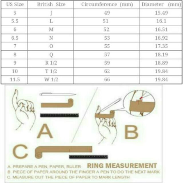 Ring Size Measurement Chart Shopee Malaysia