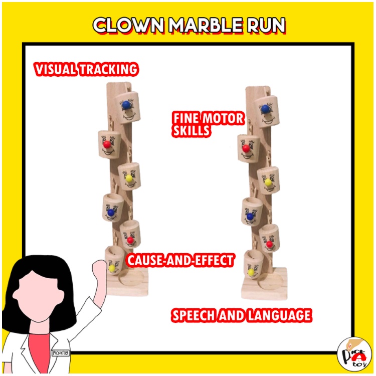 Wooden Marble Cup Slider Slippery Clown Marble Table Game Shopee Malaysia
