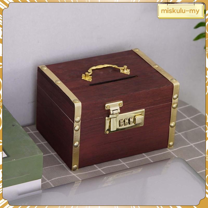 [miskulu] Vintage Piggy Bank, Pirate Treasure Password Lock Money Saving Box Storage Box for Dollars Cents Cards Kids Gifts