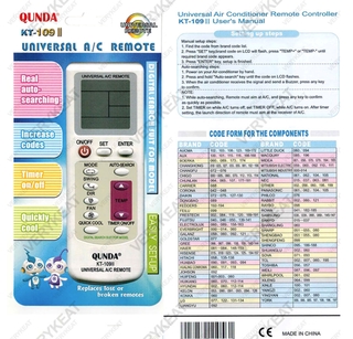 Universal Aircon Remote Control Kt 109 Ii Shopee Malaysia