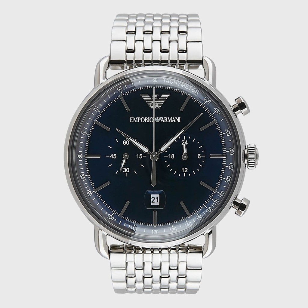 Emporio Armani Aviator Chronograph Quartz Blue Dial Mens Watch 43 mm  AR11238 | Shopee Malaysia