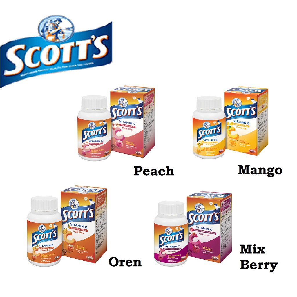 Scott's Vitamin C Pastilles 50's (Orange / Mango / Mixed Berries ...