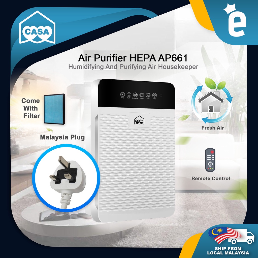 Casa Air Purifier AP661 HEPA Filter Negative Ion Formaldehyde Air Purifier Household Smoke and Dust Removal Cleaner Air