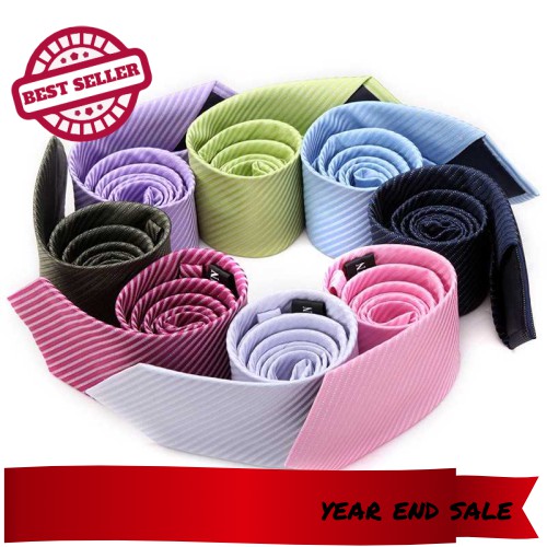IN STOCK Fashion Classic Men's Neck Tie Stripes Solid Color Necktie Wedding Groom Party Silver (S)