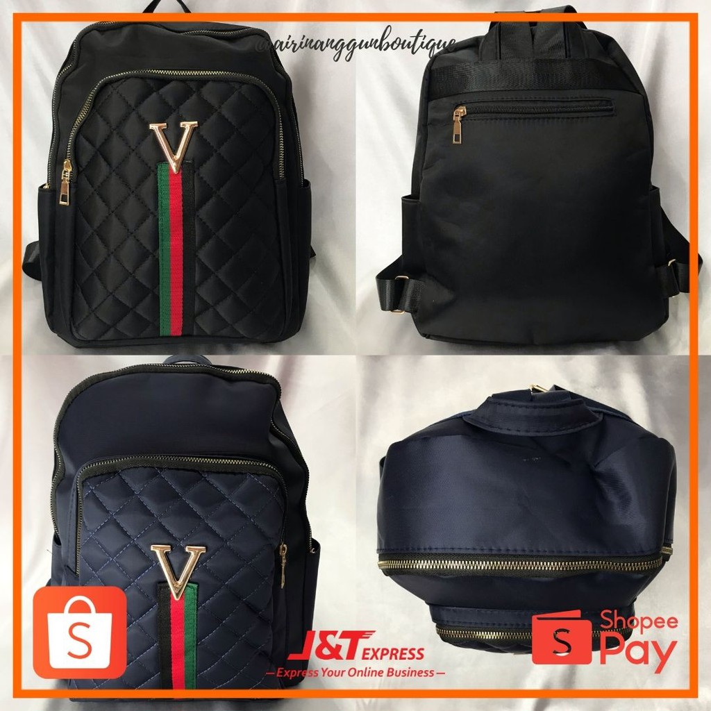 High Quality & Affordable V Logo Backpack With Adjustable Strap [READY STOCK]