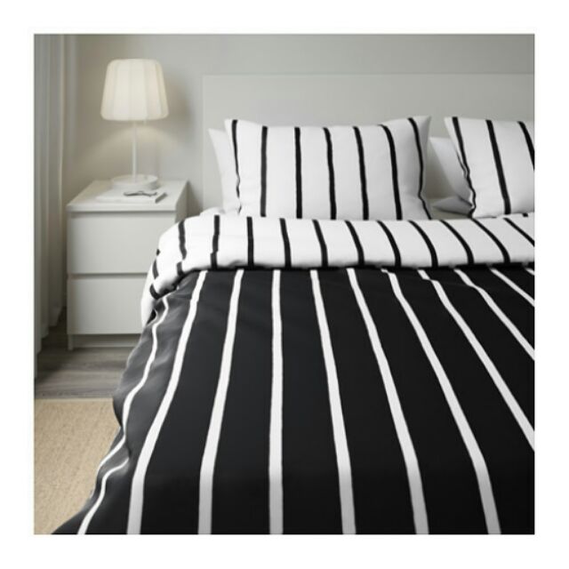 Ikea Tuvbracka Quilt Cover And Pillowcases Black White Shopee