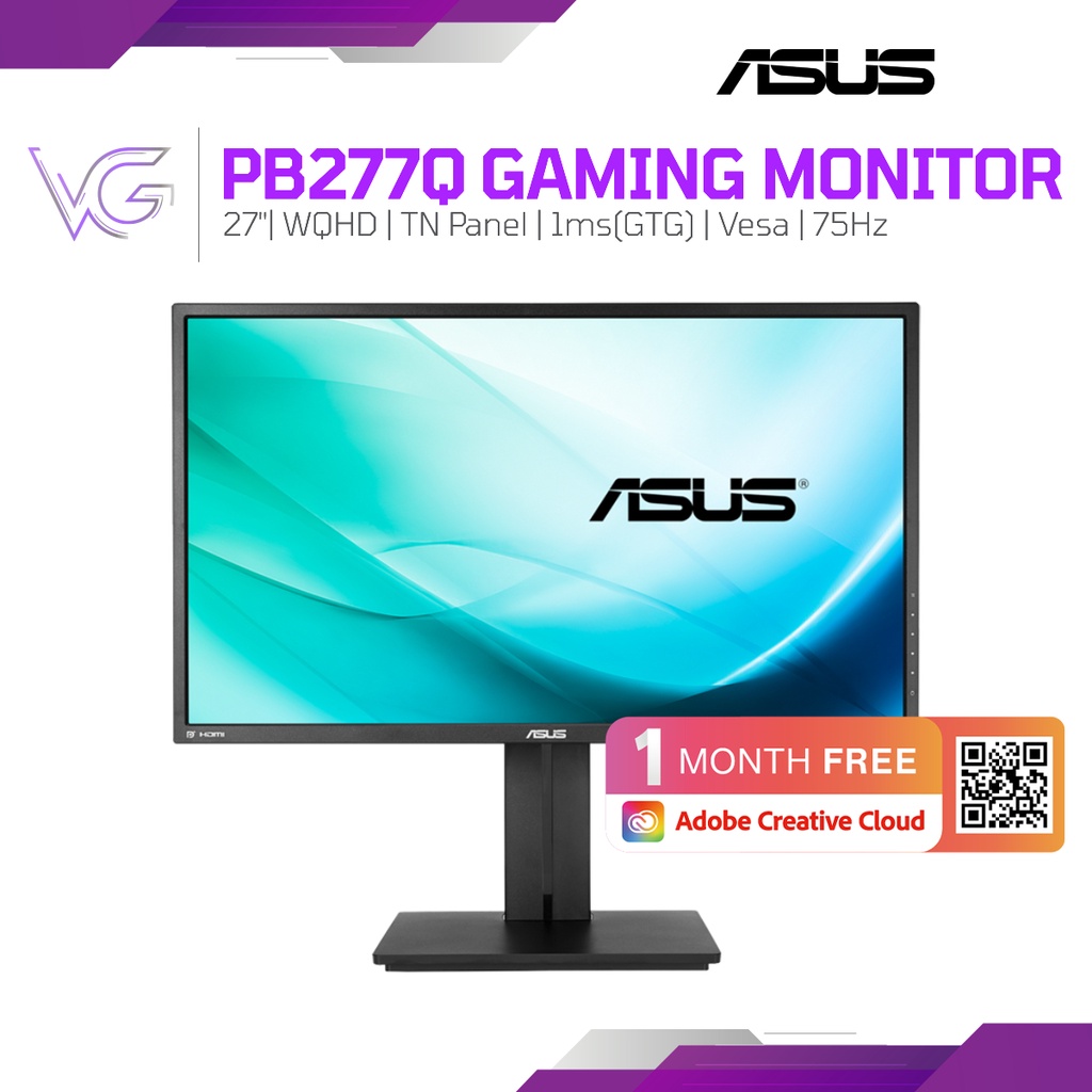 Asus PB277Q Flat 27" Gaming Monitor (TN Panel, WQHD, 1ms(GTG) Response