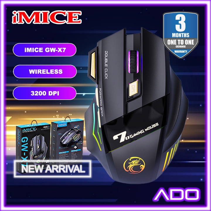 iMICE GW-X7 RGB Rechargeable 2.4G Wireless Gaming PC Mouse Ergonomic ...