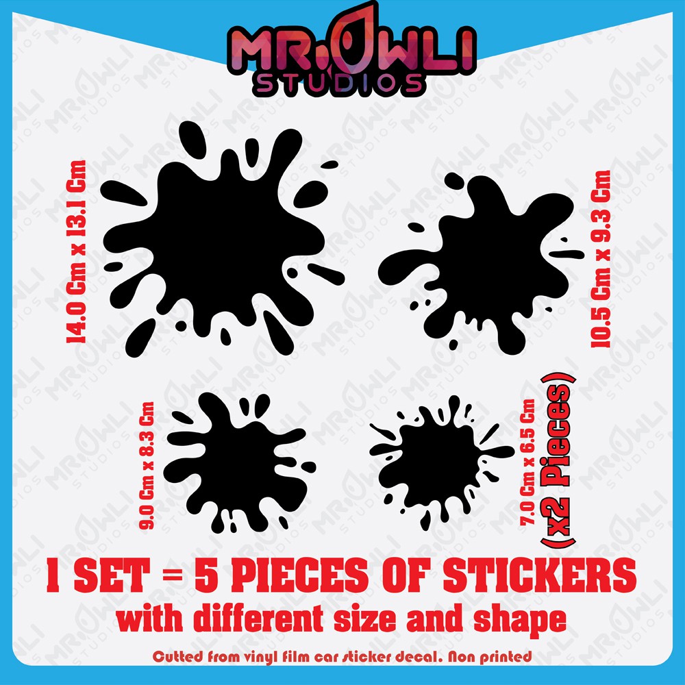 Paint/Water splash Car Vinyl Sticker Set (5 Pieces in 1 Set) Shopee