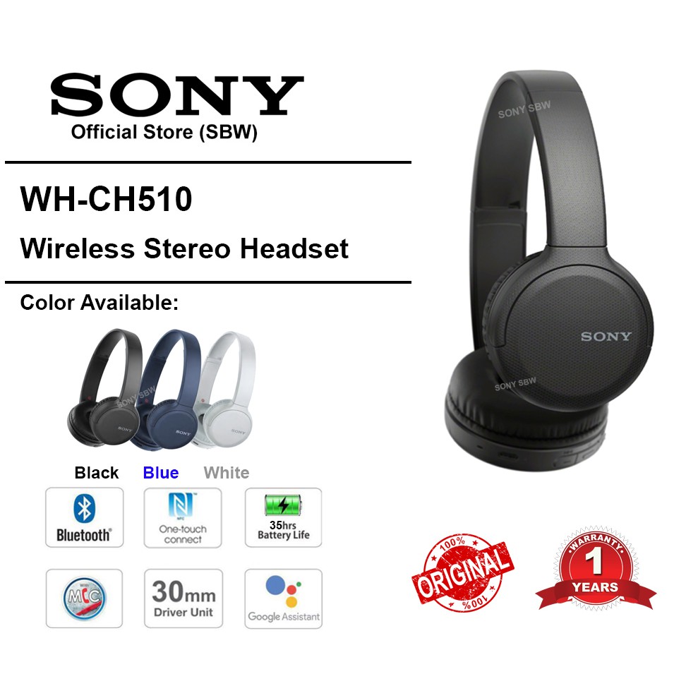 Promo Sony Wh Ch510 Wireless On Ear Headphones Bluetooth Swivel Design Voice Assistant Usb Type C Charging Shopee Malaysia