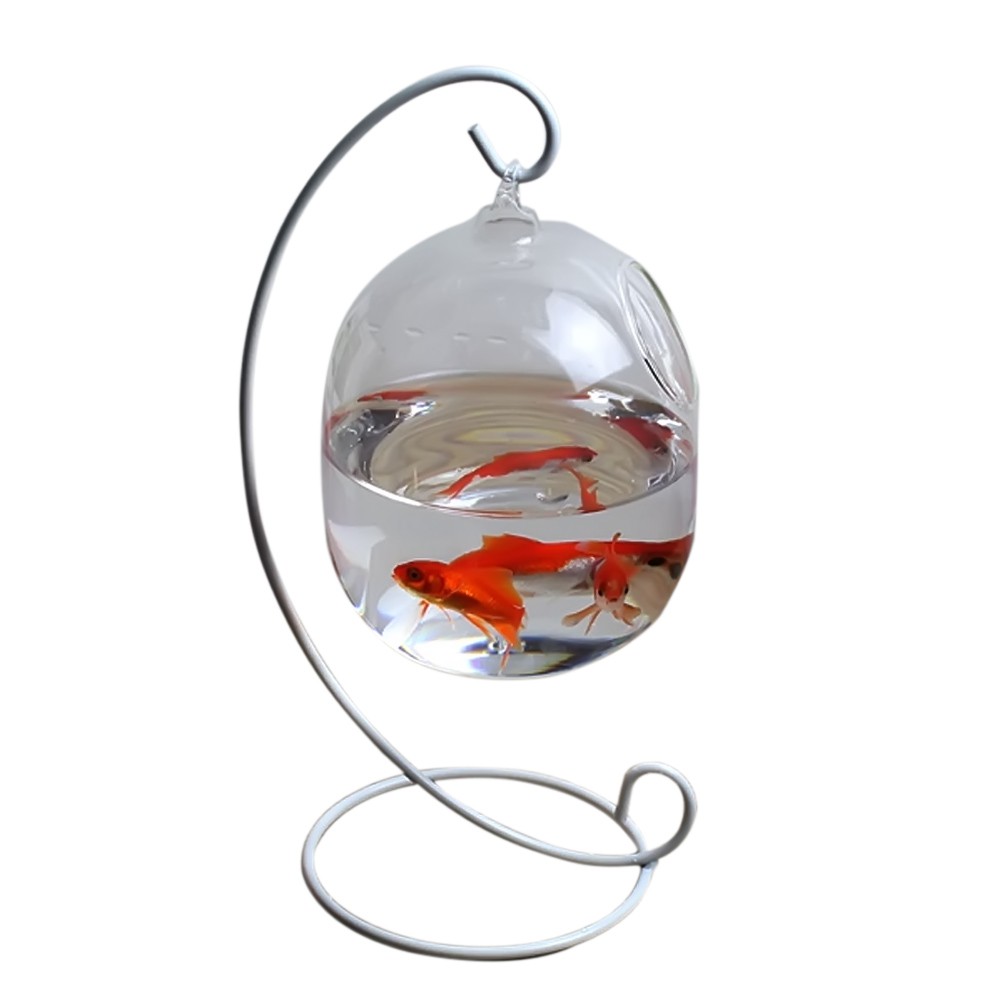 12cm Height Hanging Glass Fish Bowl Aquarium Tank Flower Plant