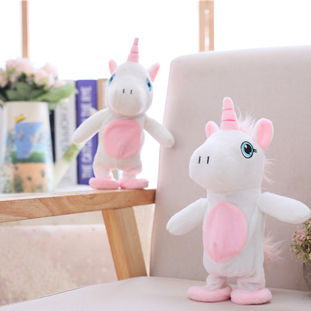 walking talking unicorn plush toy