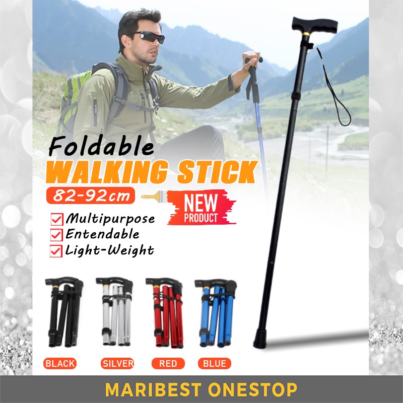 Multi Purpose Hiking folding Stick Light Weight Trekking Pole Adjustable Support Outdoor Walking Stick tongkat lipat 登山杖