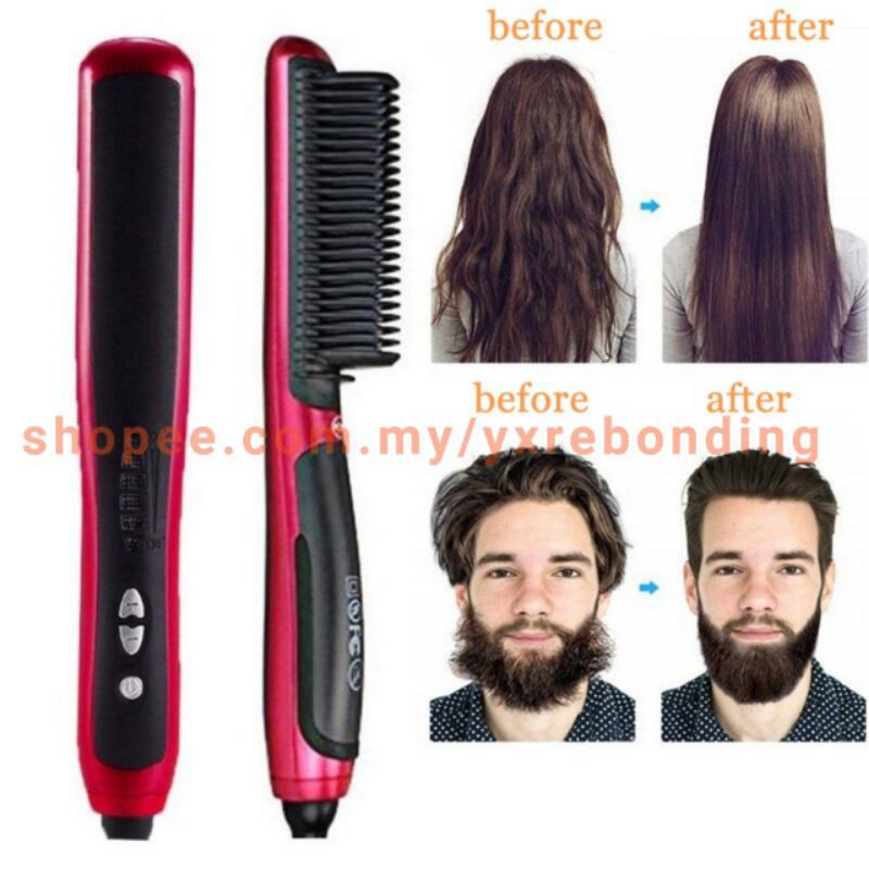 Multifunctional Hair Straightener Brush Styler Hot Comb Men Heat Ceramic  Electric Beard Straightener Irons | Shopee Malaysia