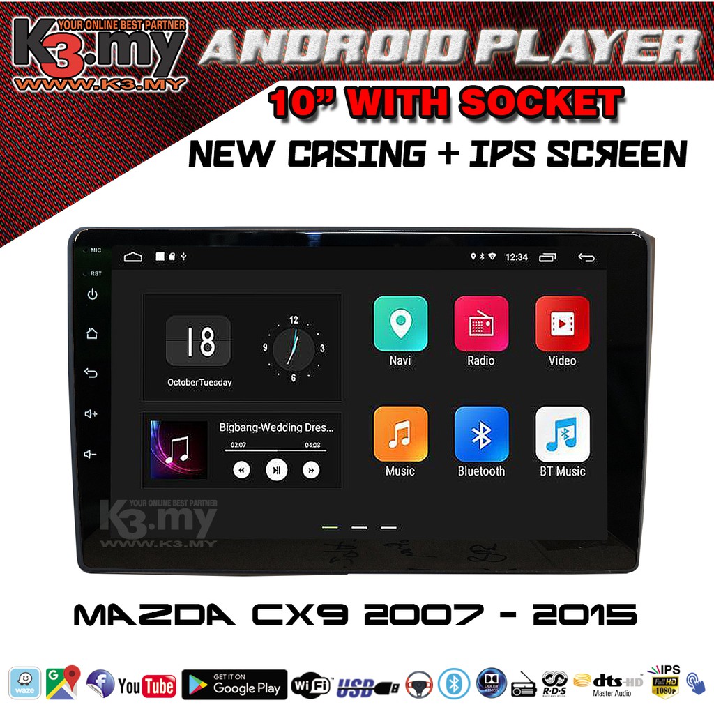 Mazda CX9 2007 - 2015 10'' Android Player GPS Waze + Casing (Set) With ...