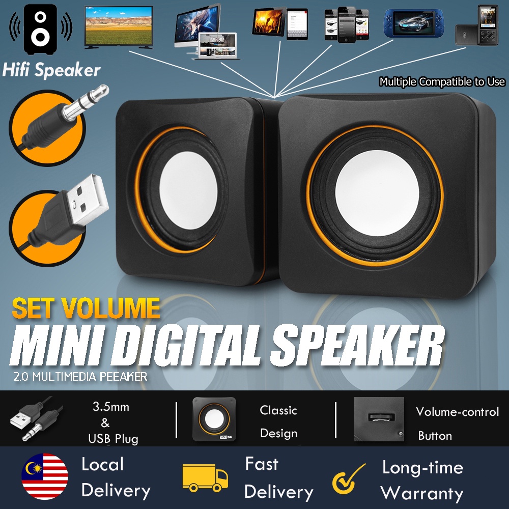 Hifi USB Speaker 3D Stereo Computer Speaker with Volume Control BASS Music Speaker Subwoofer for TV Pembesar Suara 音响 音箱