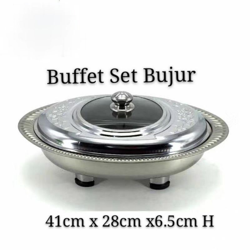 41x28 cm BUFFET EMBOSSED OVAL/ BUFFET SET/ BUFFET FOOD TRAY/ LOYANG/ BUFFET SET BERKAS LAUK CATERING SET