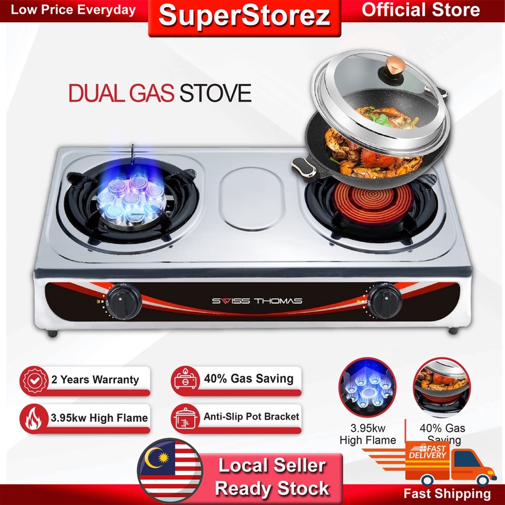 SuperStorez Dual Gas Stove Stainless Steel Infrared Burner 8 Jet Head