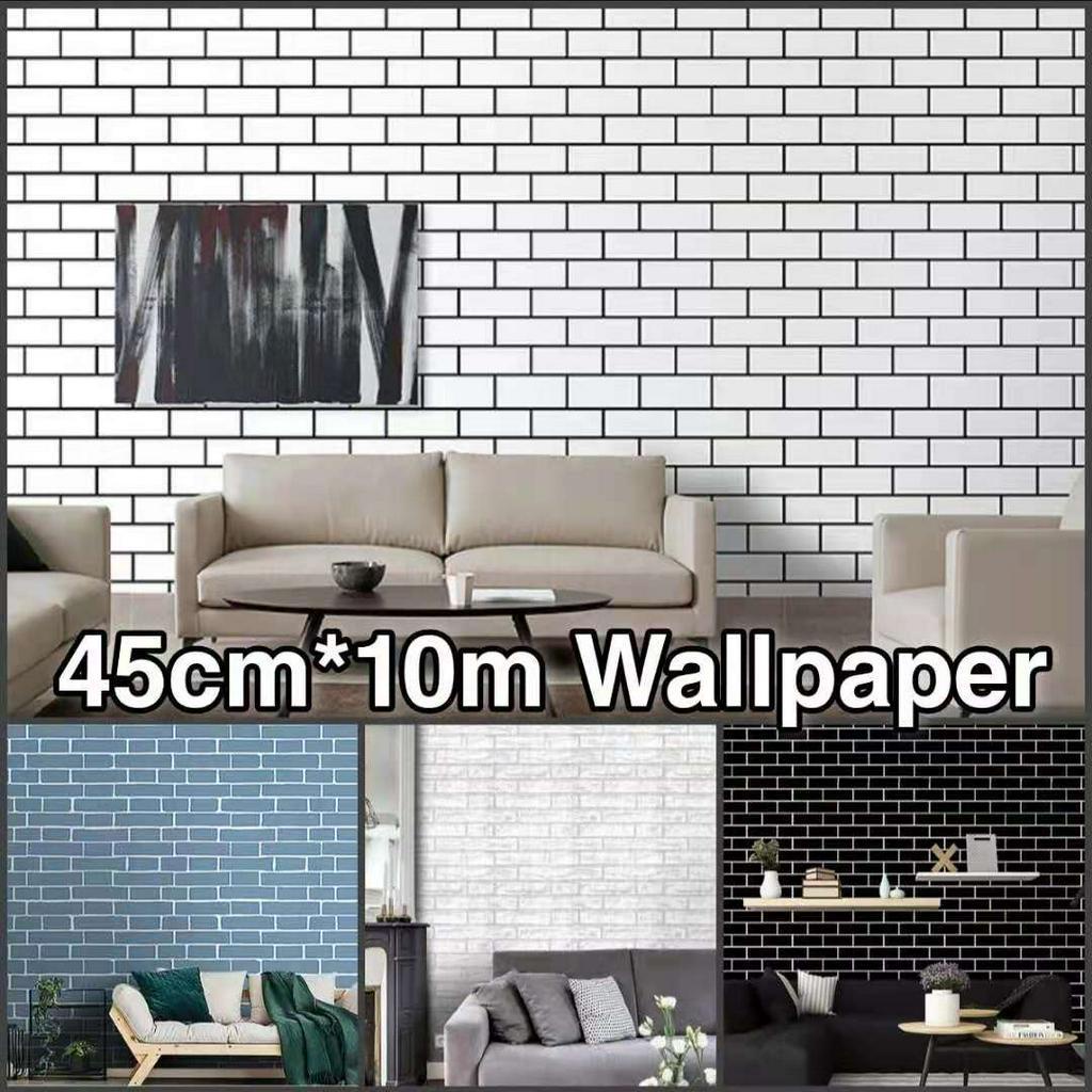 SW_45cm x 10m Brick Wallpaper Kertas Dinding Bata Wall Sticker brick ...