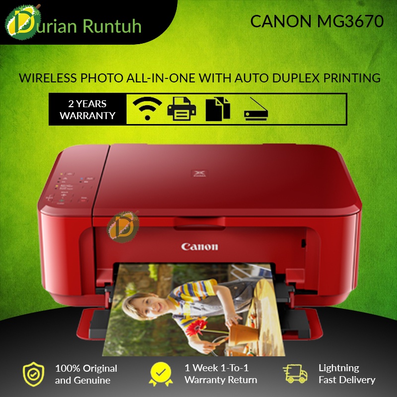 ORIGINAL CANON PIXMA MG3670 WIRELESS INKJET COLOUR PRINTER, PRINT SCAN
