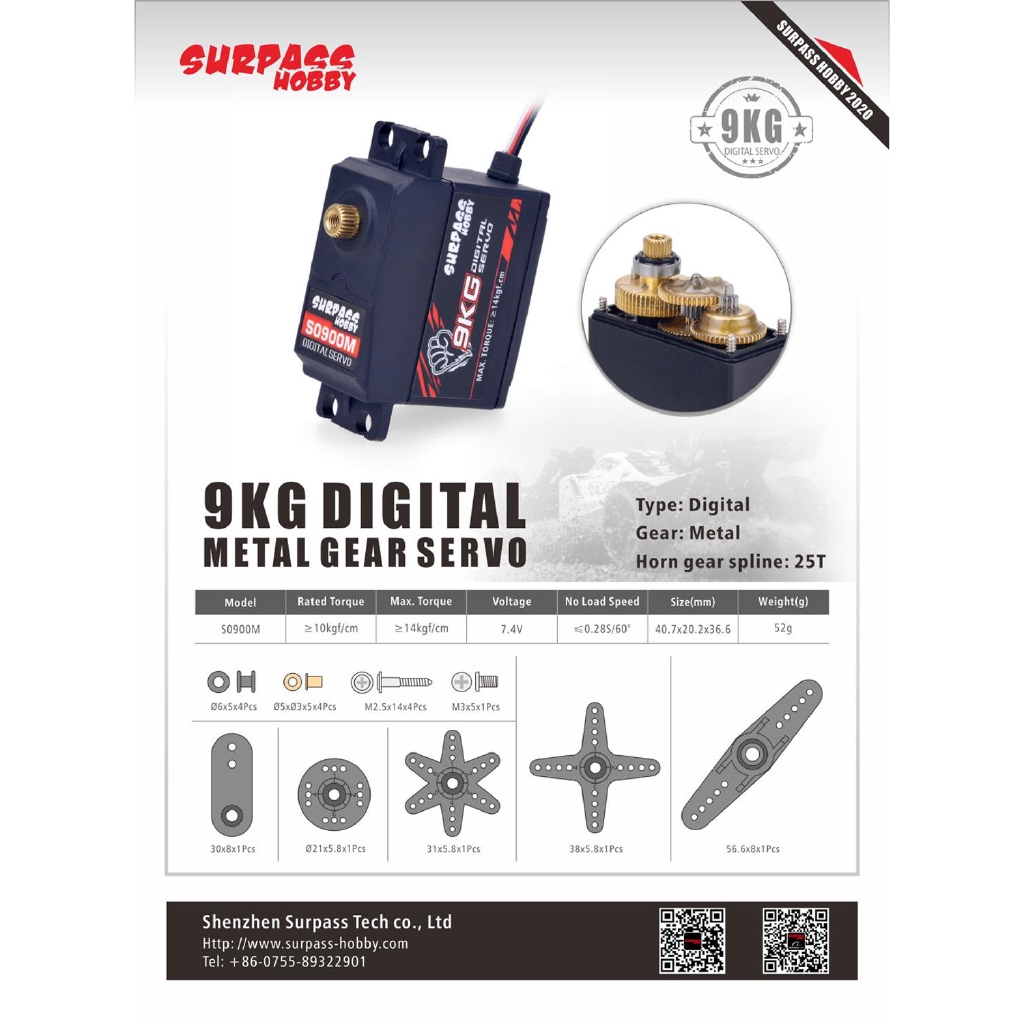 RC Car Servo 9KG Metal Gear Servo Digital for 1/10 1/8 HighSpeed RC