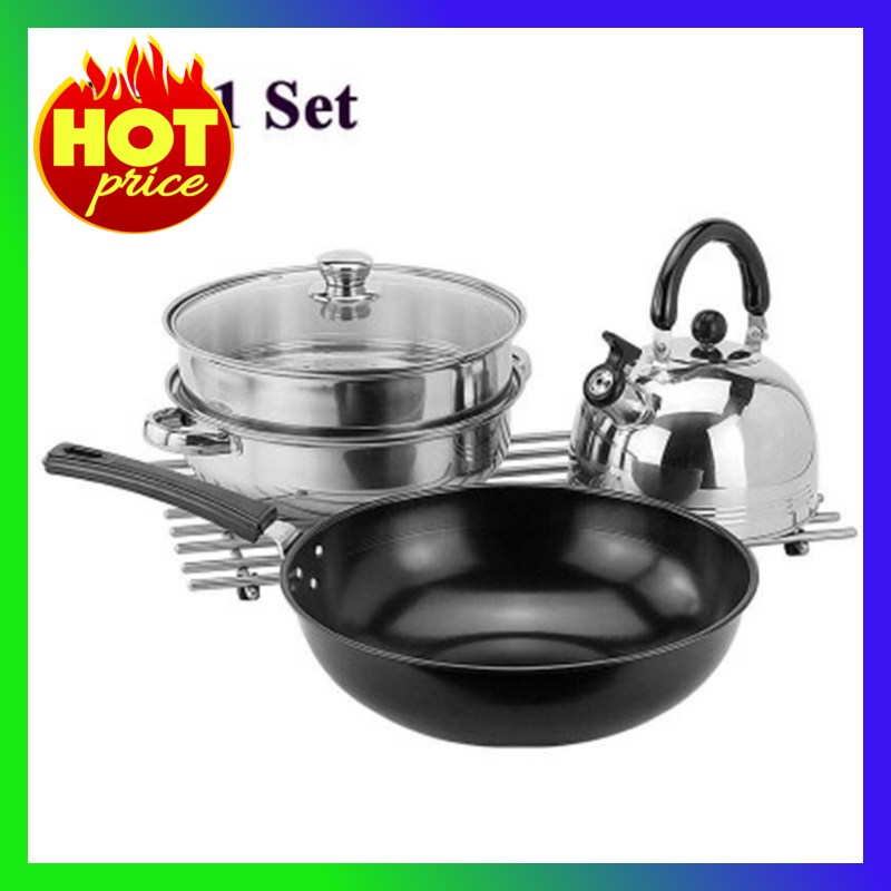 3 IN 1 Cookware Set Frying Pan, Stainless Steel St mhakimizakaria