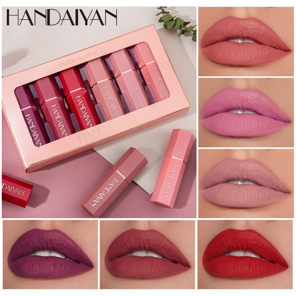 Handaiyan 6pcs Matte Lipstick Set Waterproof Makeup Long Lasting Velvet Sexy Shopee Malaysia 9406