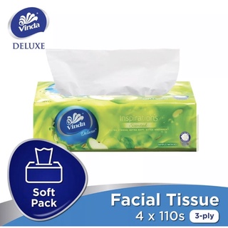 Vinda Deluxe Soft Pack Facial Tissue Scented Applewood (110s x 4 pack ...