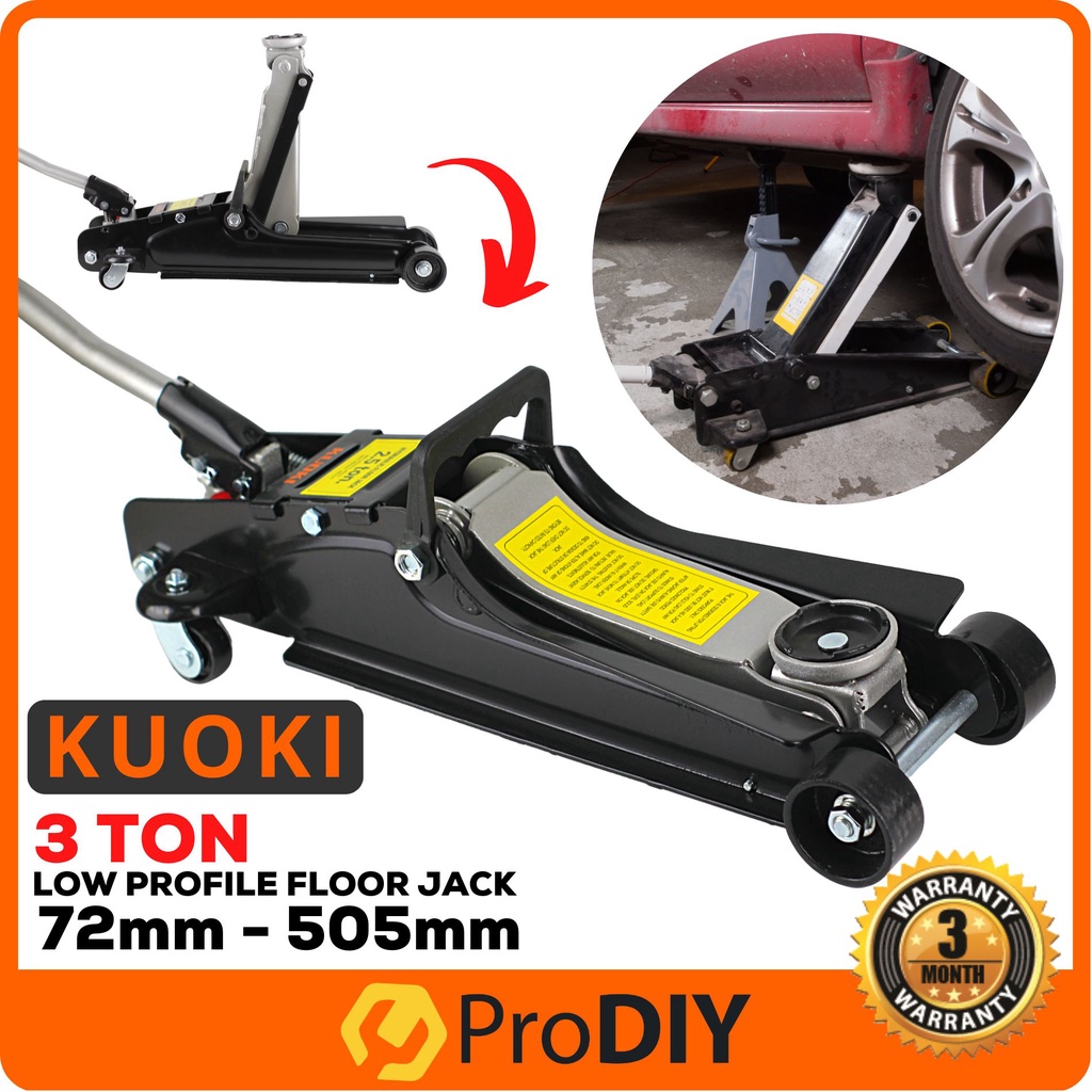 KUOKI 3 Ton Low Profile Floor Jack 72mm 505mm Service For Auto Repair