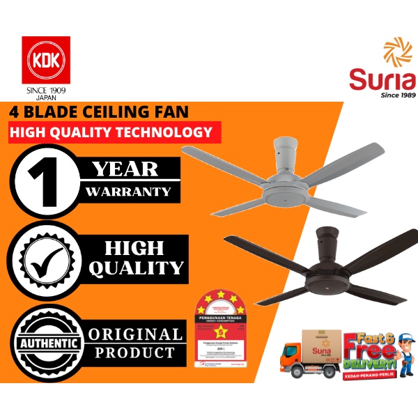 (READY STOCK) KDK 56 IINCH 4 BLADE /5 BLADE CEILING FAN WITH REMOTE